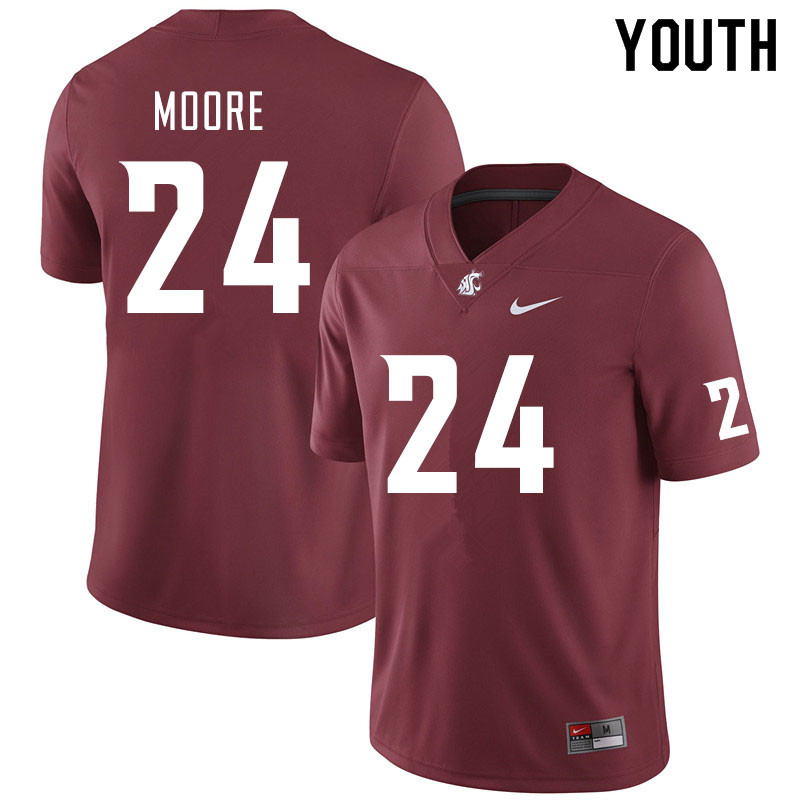 Youth #24 Shahman Moore Washington State Cougars College Football Jerseys Sale-Crimson